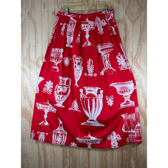 Soft Surroundings Maxi Skirt Grecian Urn Print Y2K Cottagecore Cotton Vintage - Picture 2 of 12